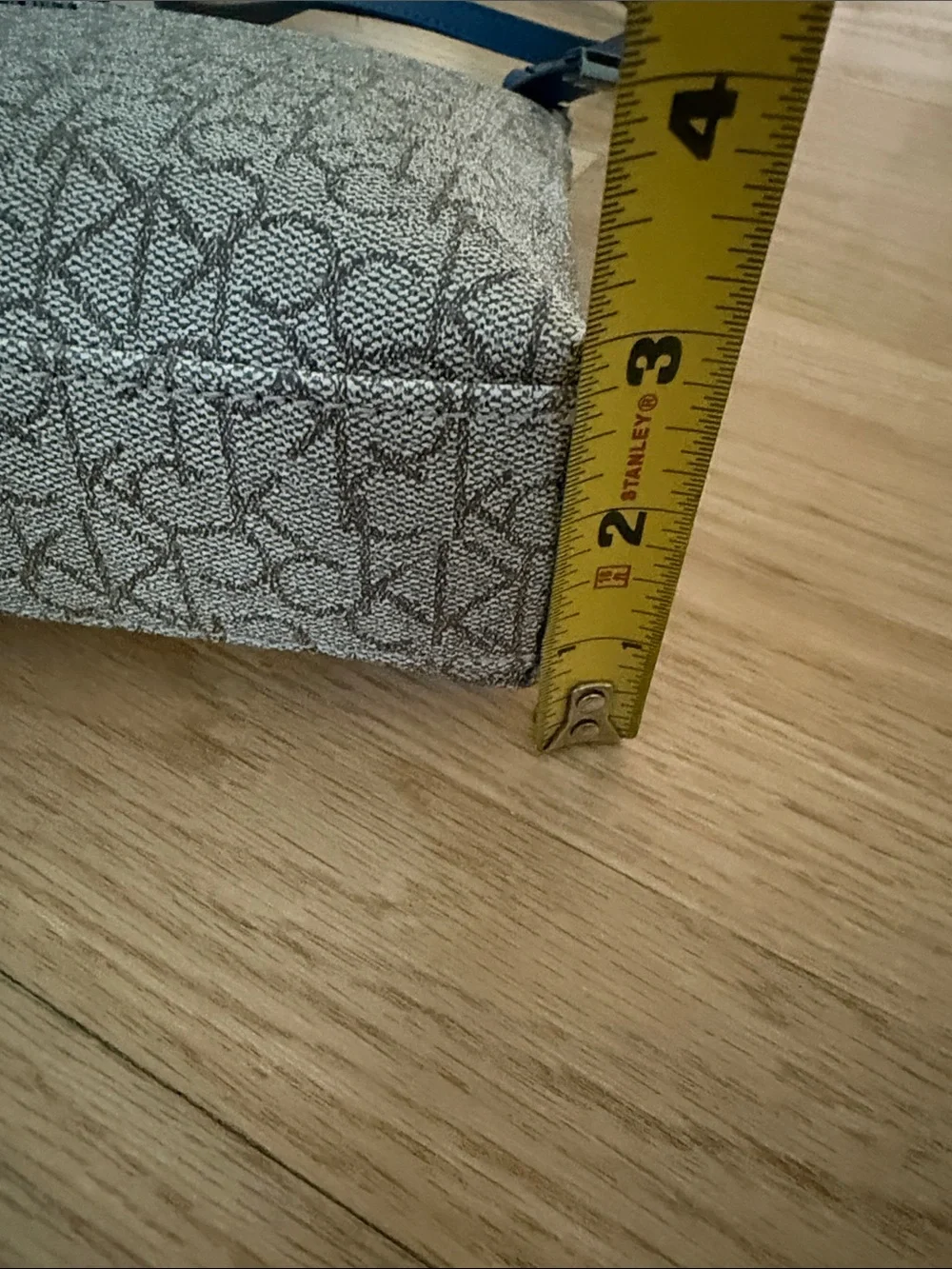 Calvin Klein Beige Monogram Crossbody with Blue Trim